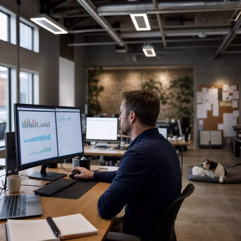 Analyst reviewing local competitors for a Lincoln business